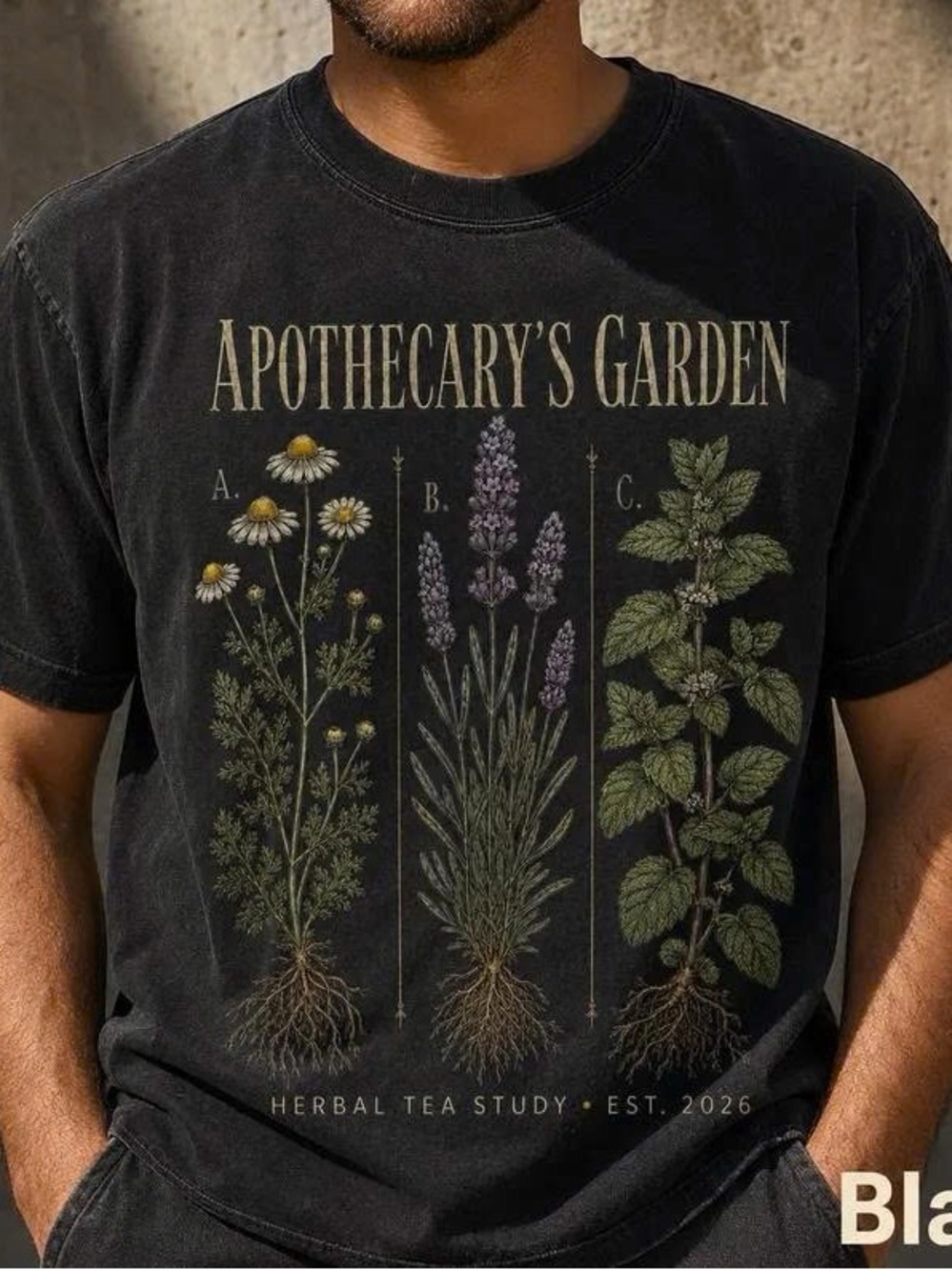 Apothecary's Garden Black Herbal Art Print Tee